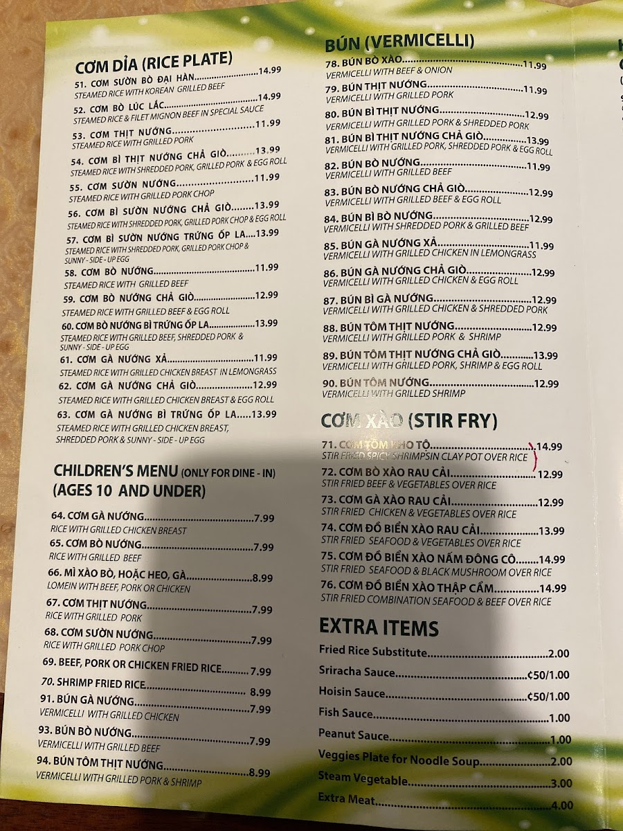Khanh's Vietnamese Restaurant Menu - Image 4