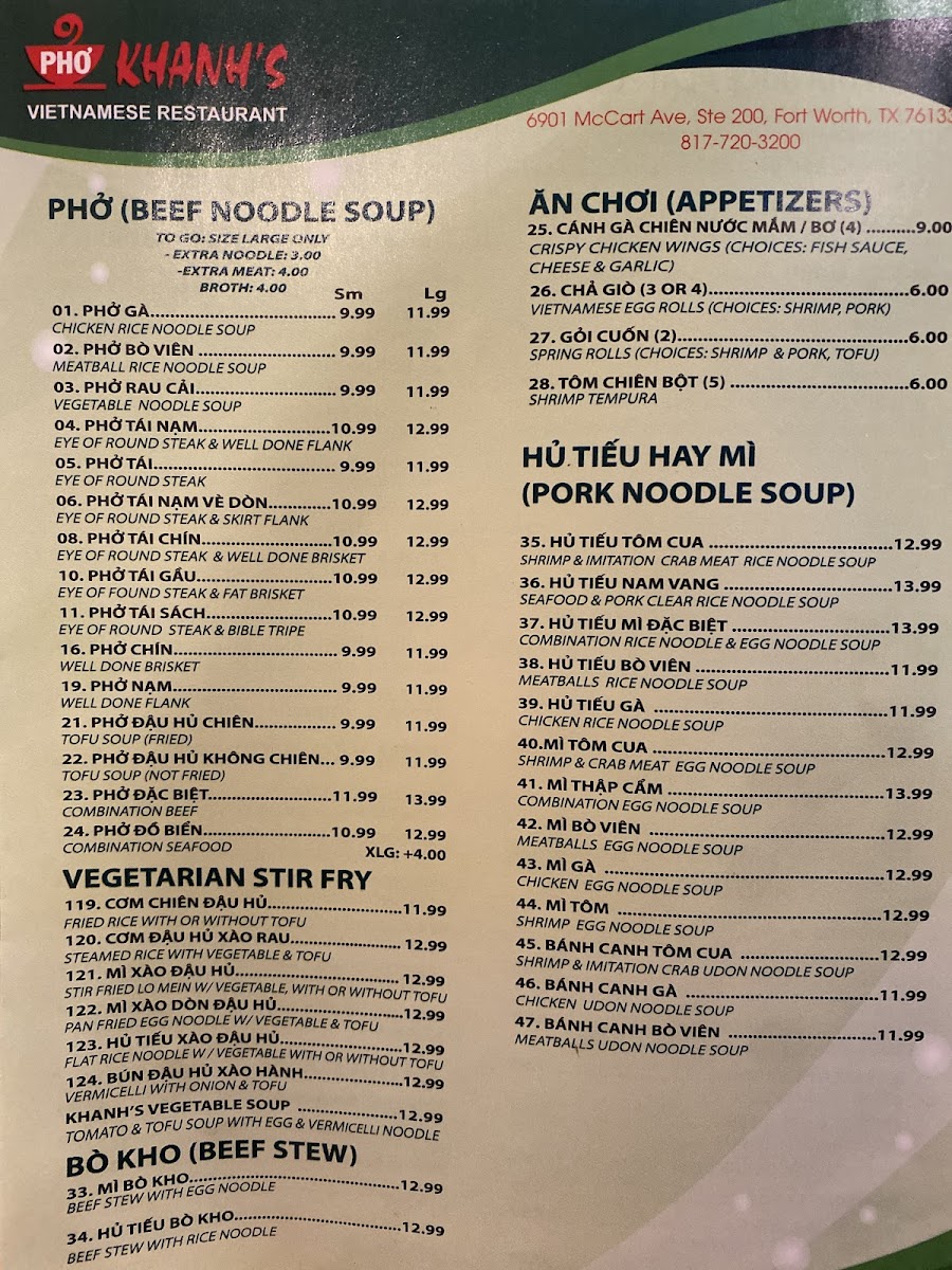 Khanh's Vietnamese Restaurant Menu - Image 6